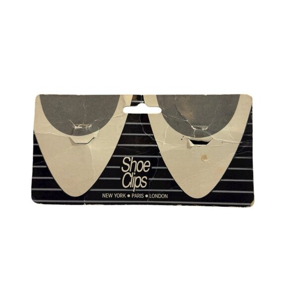 Vintage Shoe Clips Bows 2.25” Navy Blue Ribbon Brass Tone Metal Ring Set Of 2 - Picture 9 of 14